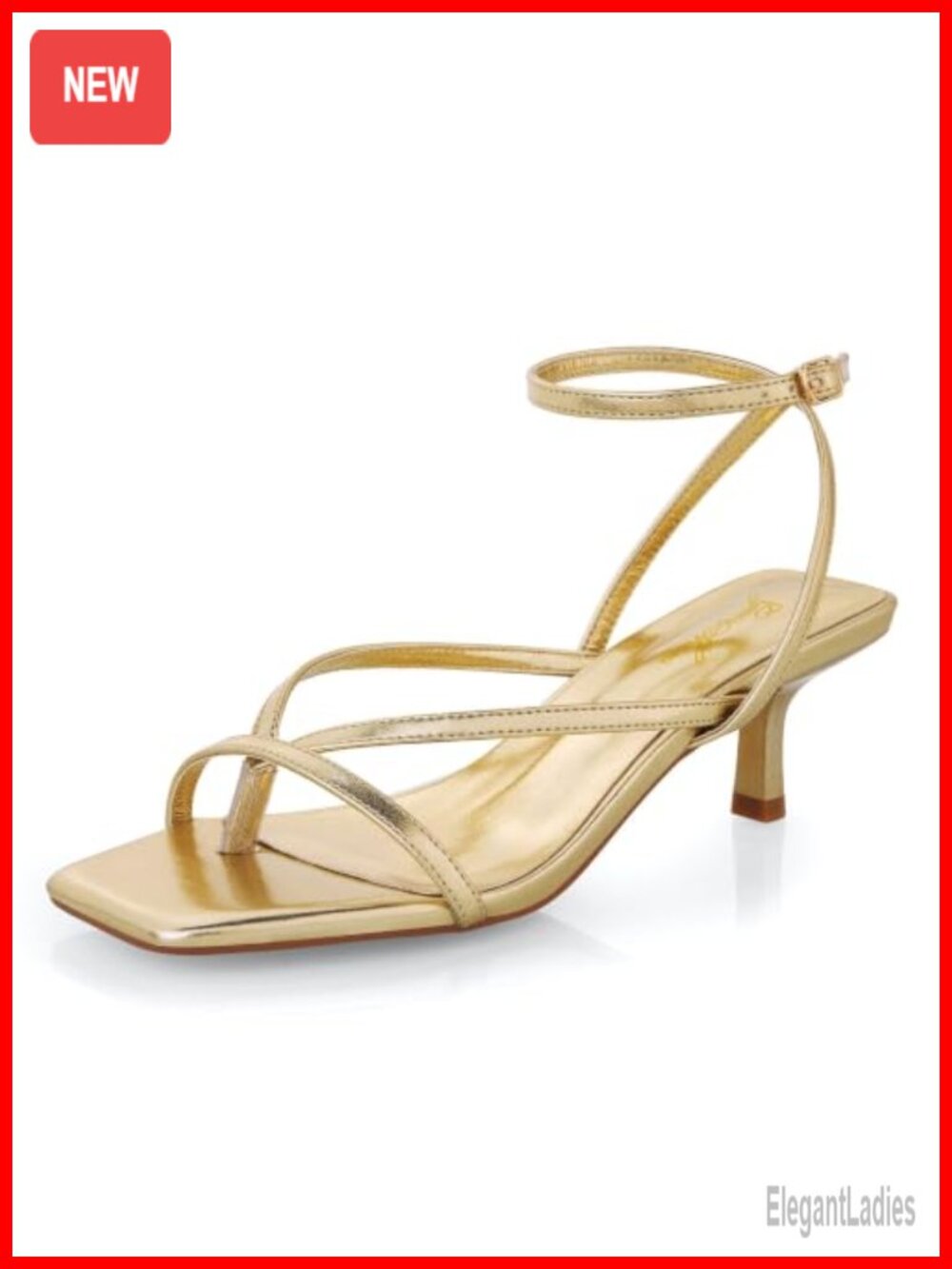 Strappy Kitten Heel Sandals Open Square Toe Ankle Strap Dress Shoes Women